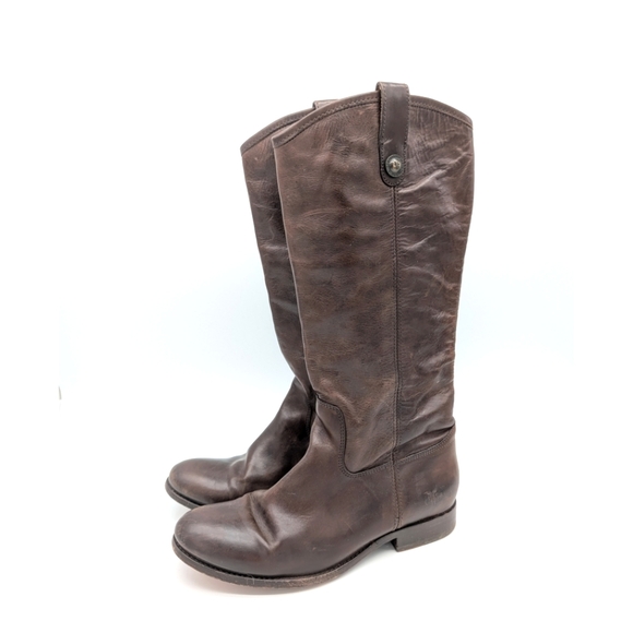 Frye Shoes - Frye Leather Brown Melissa Button Riding Tall Boots
